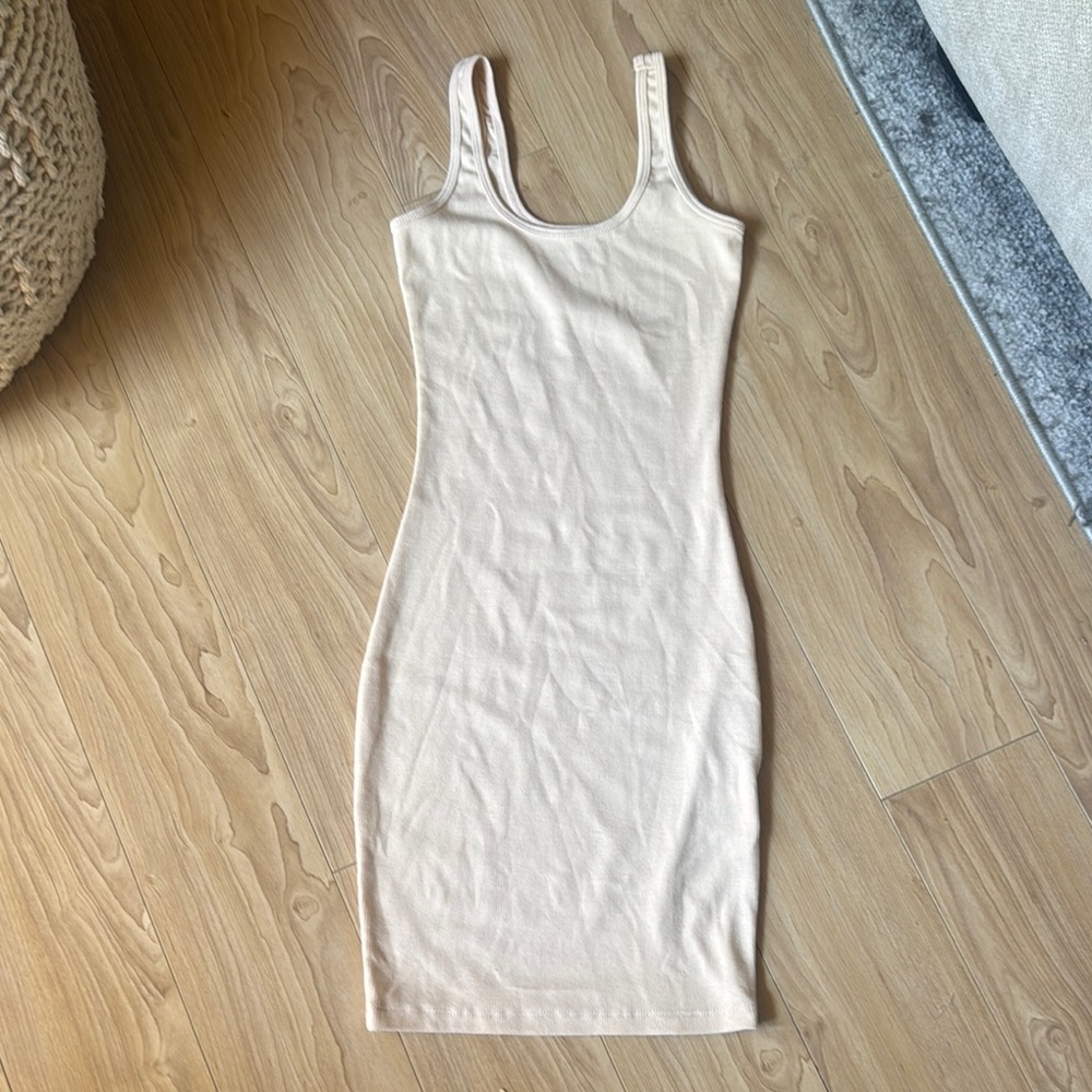 Beige Sleeveless Bodycon Dress